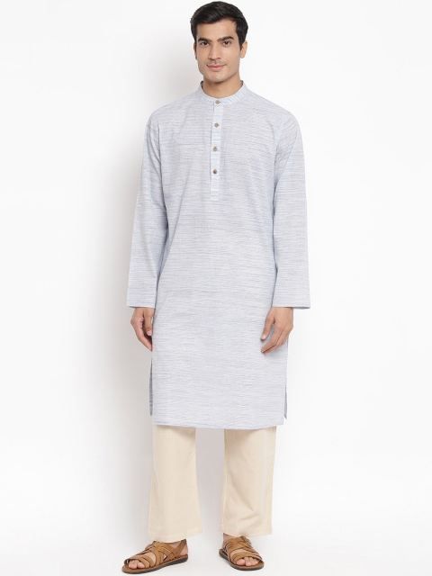 

Fabindia Men Blue Striped Cotton Kurta