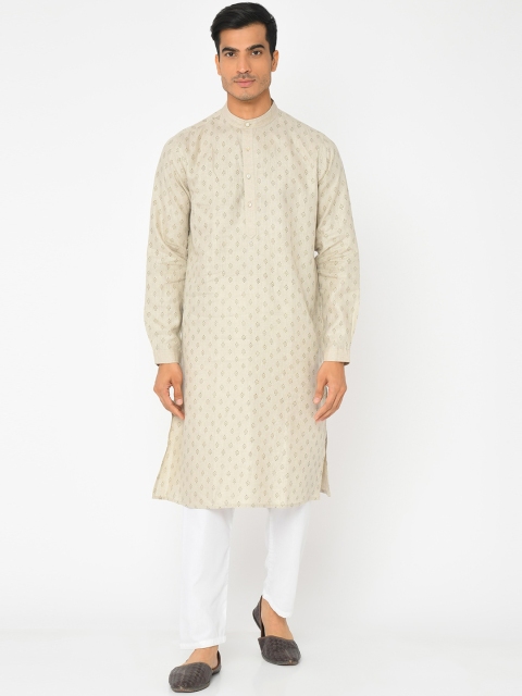 

Fabindia Men Beige Floral Kurta