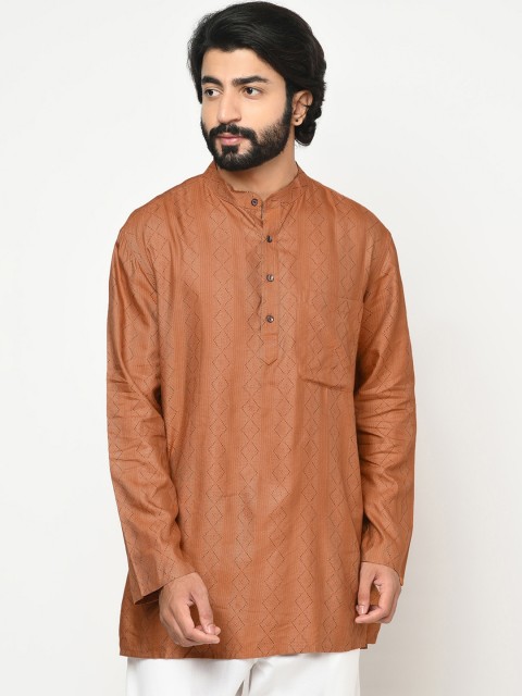 

Fabindia Men Orange Ethnic Motifs Printed Dobby Kurta