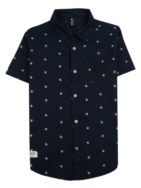 

V-Mart Boys Navy Blue Standard Printed Cotton Casual Shirt