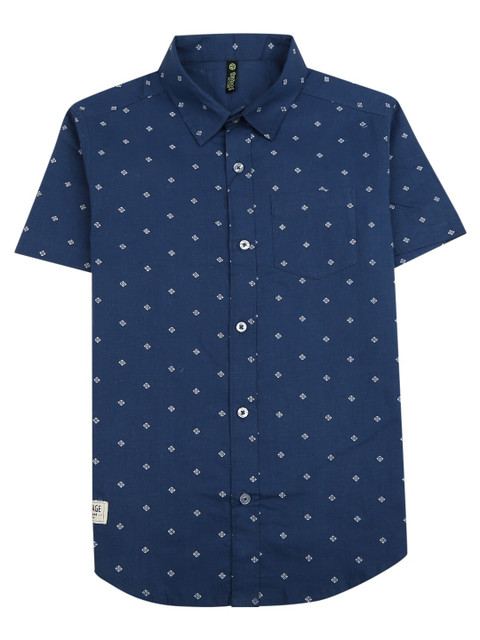 

V-Mart Boys Navy Blue Standard Printed Casual Shirt