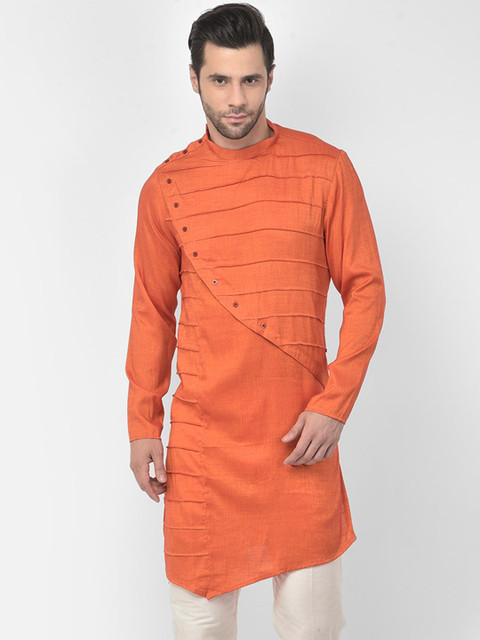 

DEYANN Men Orange Cotton Kurta