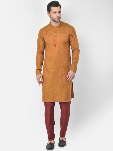 

DEYANN Men Mustard Yellow Cotton Kurta