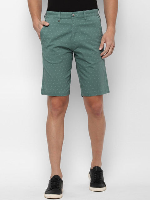 

Louis Philippe Sport Men Green Printed Slim Fit Chino Shorts