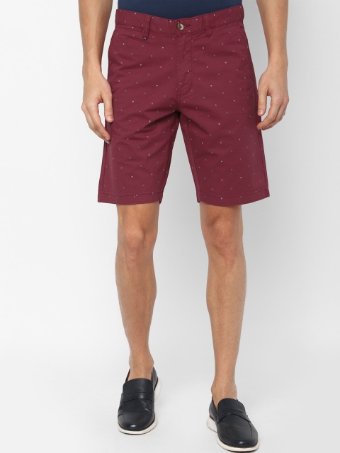 Louis Philippe Sport Men Maroon Printed Slim Fit Shorts