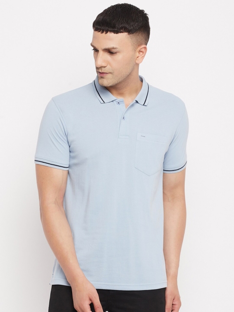 

Okane Men Blue Polo Collar T-shirt