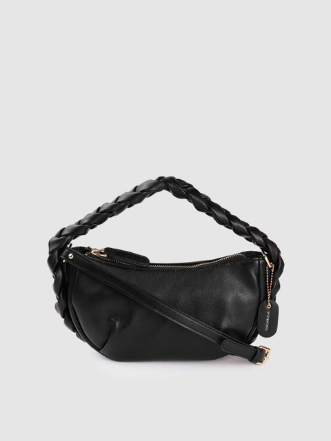 

Sugarush Women Black Solid Half Moon Hobo Bag