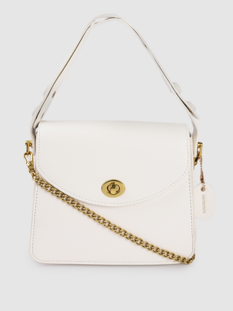 

Sugarush Off White PU Structured Satchel with Detachable Sling Strap