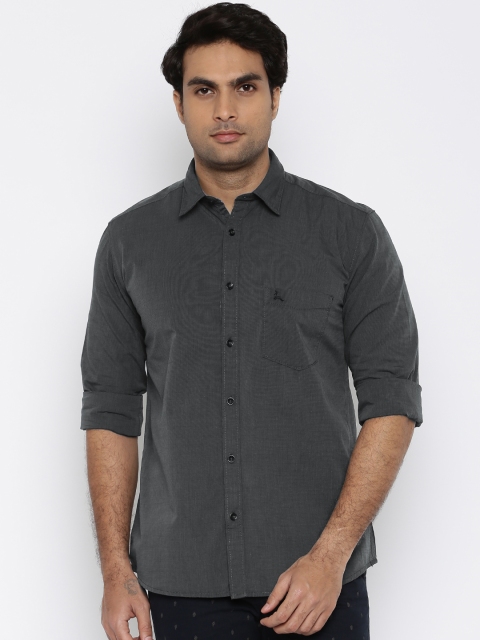 

Parx Men Charcoal Grey Solid Slim Fit Casual Shirt