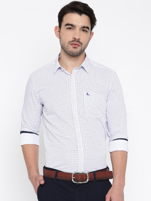 

Parx Men White & Blue Printed Slim Fit Casual Shirt