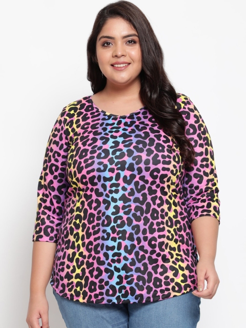 

Amydus Women Plus Size Multicoloured Animal Printed T-shirt, Multi