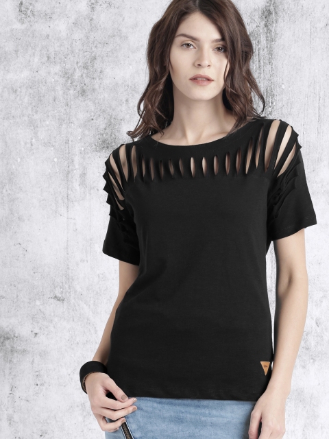 

Roadster Black Solid Pure Cotton Top