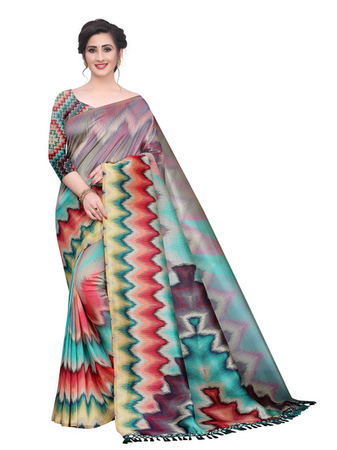 

Silk Land Green & Red Pure Cotton Ikat Saree