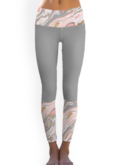 

La Aimee Women Beautiful Grey & Pink Printed Dry Fit Tights