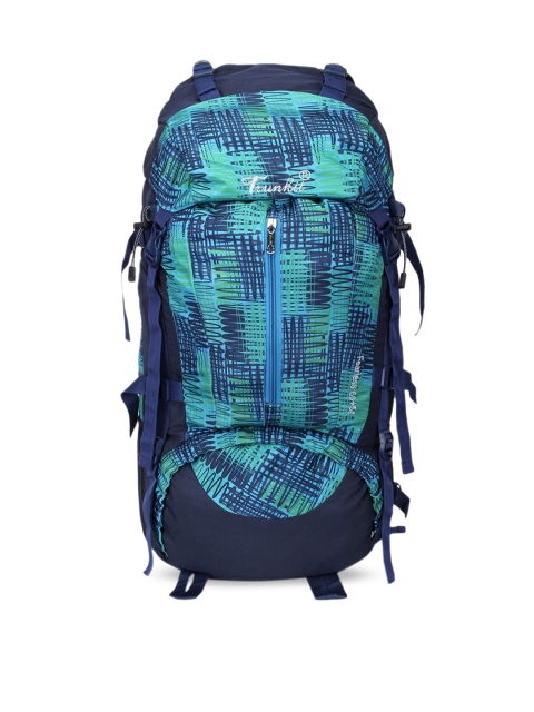 

TRUNKIT Blue Printed Adventure Series Trekking Hiking Travel Bag With Shoe Compartment Rucksack- 55 L