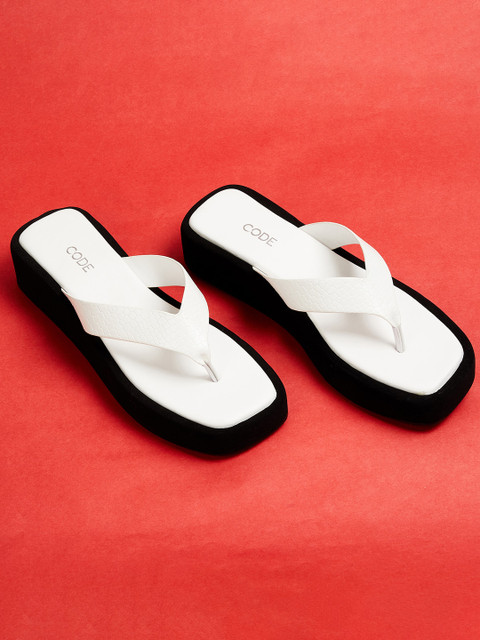 

CODE by Lifestyle Women White Printed Open Toe Flats