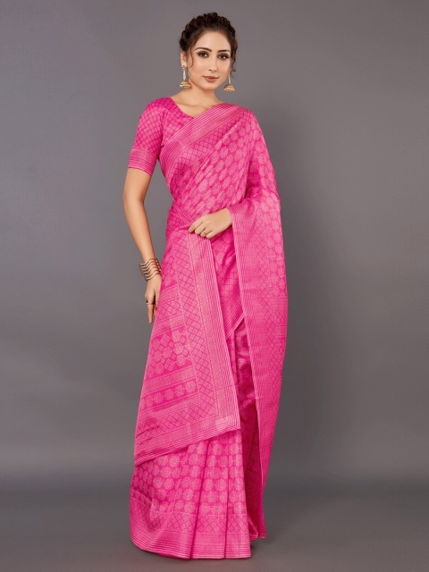 

KALINI Magenta & White Woven Design Silk Blend Saree