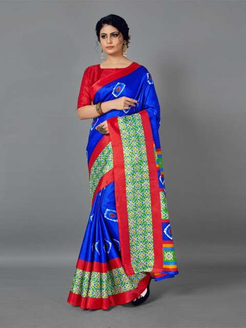 

KALINI Blue & Green Ethnic Motifs Silk Blend Saree