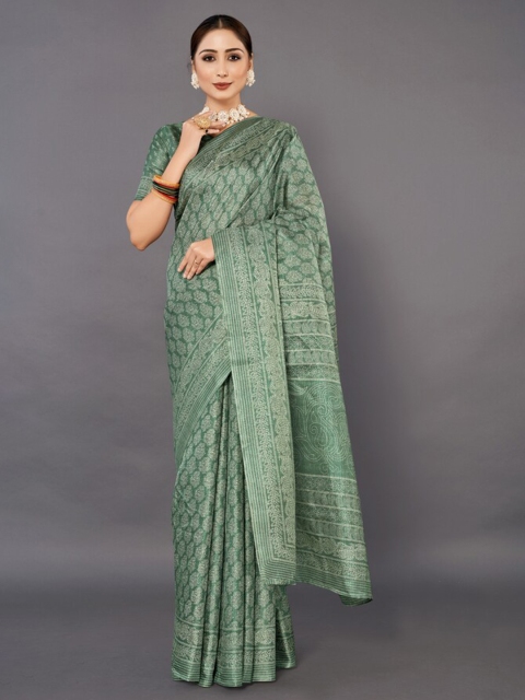 

KALINI Green Silk Blend Khadi Saree