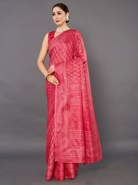 

KALINI Red & White Silk Blend Khadi Saree