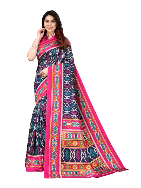 

KALINI Blue & Pink Ethnic Motifs Art Silk Saree