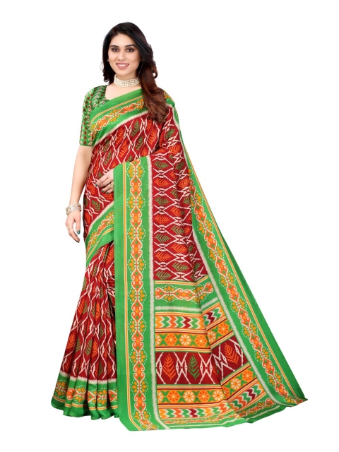 

KALINI Red & Green Ethnic Motifs Printed Saree