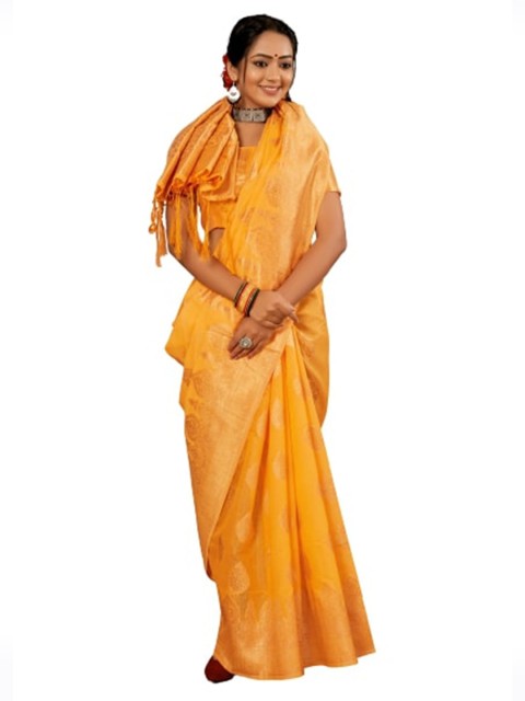 

KALINI Yellow & Golden Ethnic Motifs Silk Cotton Saree