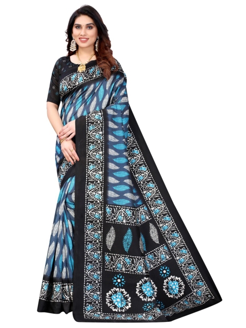 

KALINI Sea Green & Black Ethnic Motifs Printed Saree