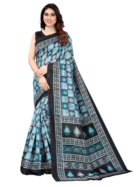 

KALINI Black & Blue Art Silk Saree