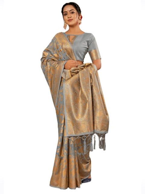 

KALINI Gold & Grey Woven Design Saree