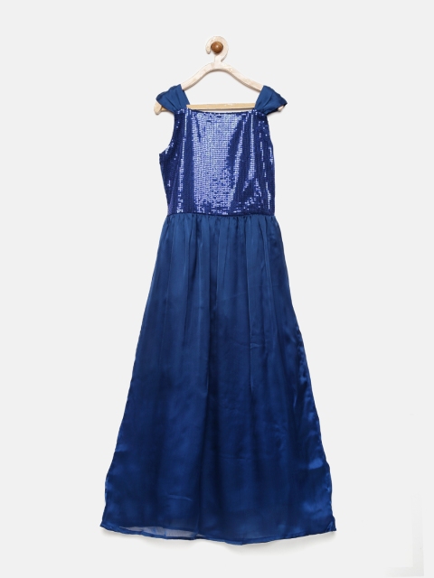 

YK Girls Blue Embellished Maxi Dress