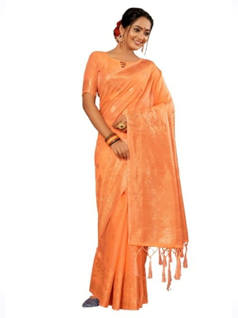 

KALINI Orange Woven Design Silk Cotton Saree