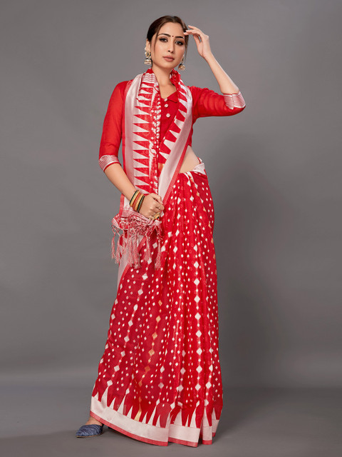 

KALINI Red Woven Design Silk Cotton Saree