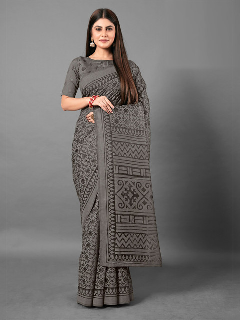 

KALINI Black & Grey Brasso Saree