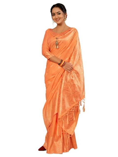 

KALINI Orange & Gold-Toned Ethnic Motifs Saree
