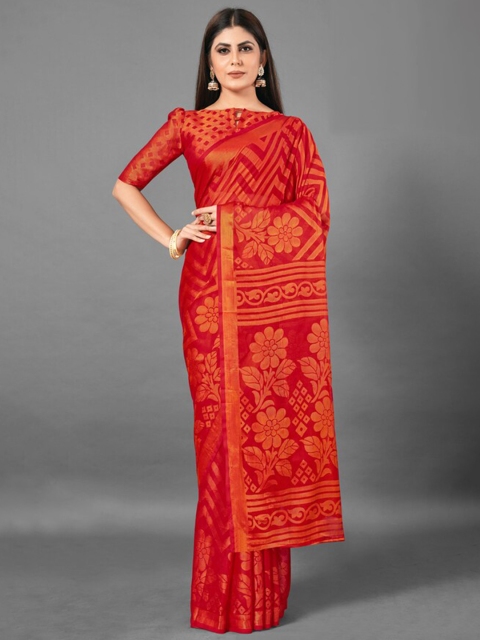 

KALINI Red Brasso Saree