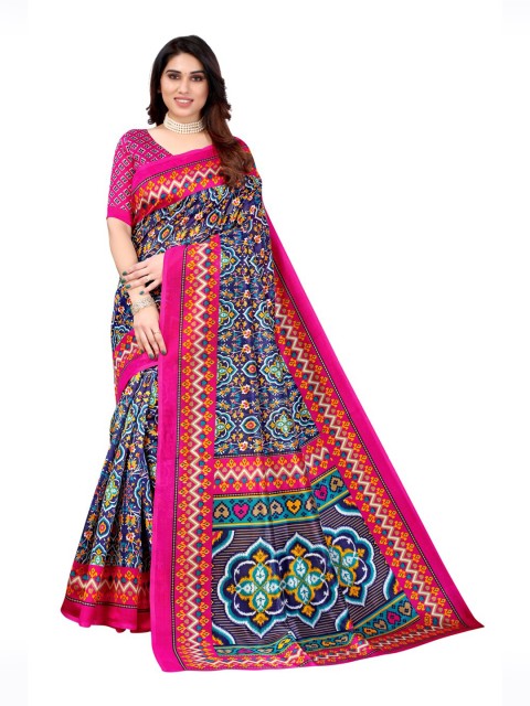 

KALINI Purple & Green Floral Art Silk Saree