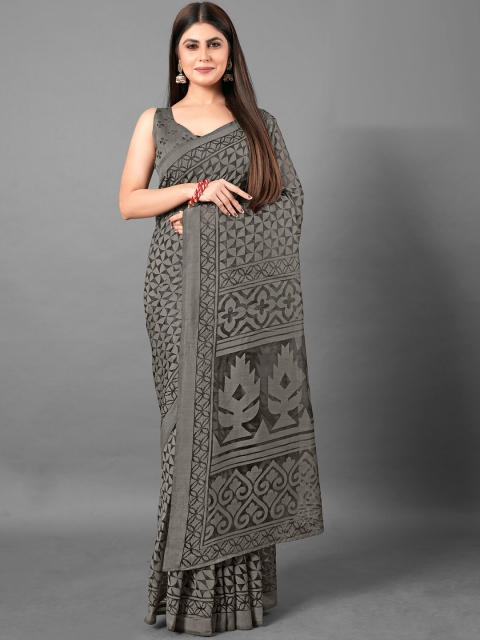 

KALINI Black & Grey Brasso Saree