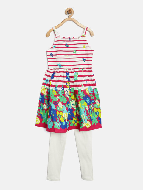 

YK Girls Pink & White Striped Clothing Set