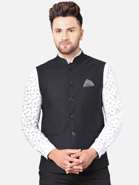 

Callino London Men Black Solid Pure Cotton Nehru Jacket