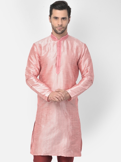 

DEYANN Men Pink Kurta