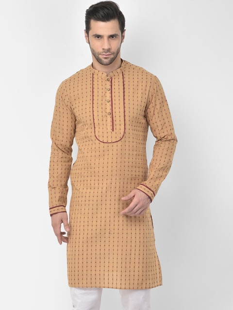 

DEYANN Men Brown Geometric Printed Kurta