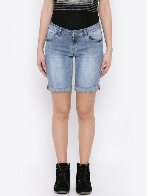 

Deal Jeans Women Blue Washed Slim Fit Denim Shorts