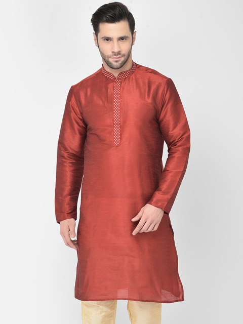 

DEYANN Men Red Thread Work Kurta
