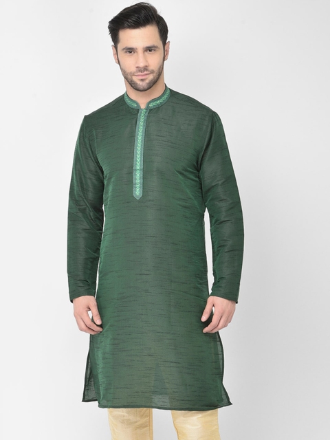 

DEYANN Men Green Thread Work Kurta