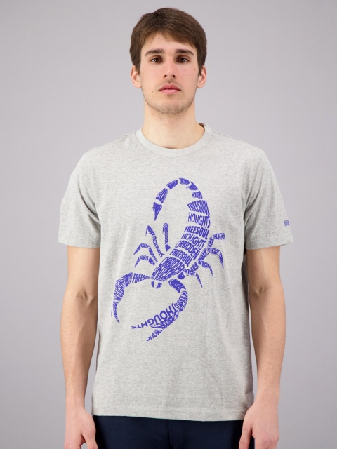 

FREESOUL Men Grey Melange Printed T-shirt