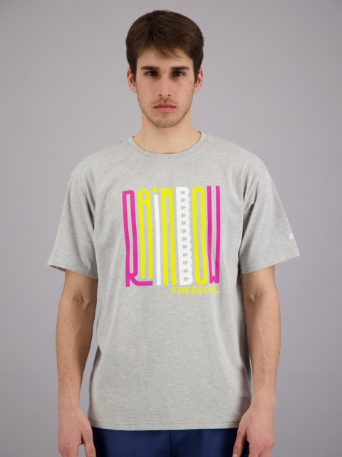 

FREESOUL Men Grey Melange Printed T-shirt