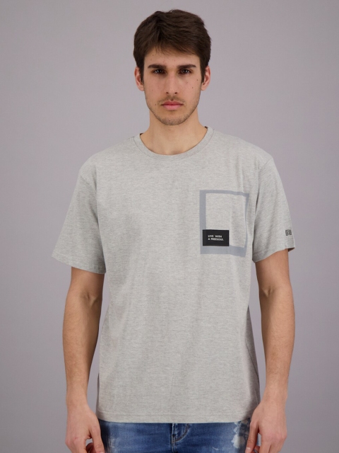 

FREESOUL Men Grey Melange Printed T-shirt