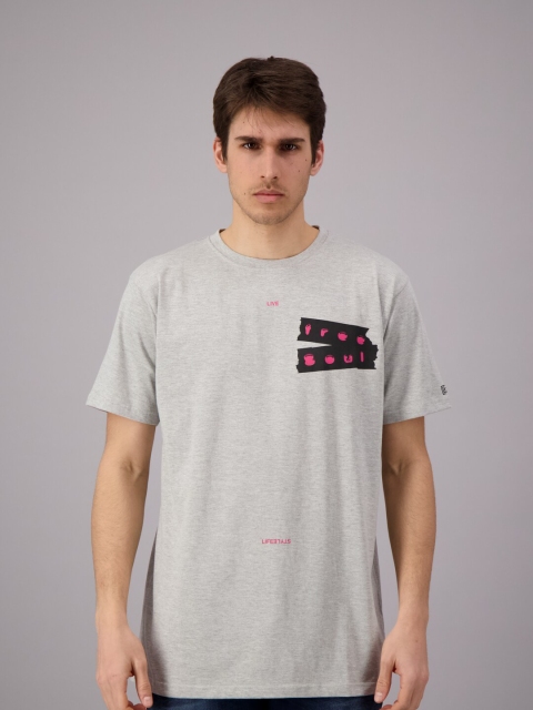 

FREESOUL Men Grey Melange Typography T-shirt
