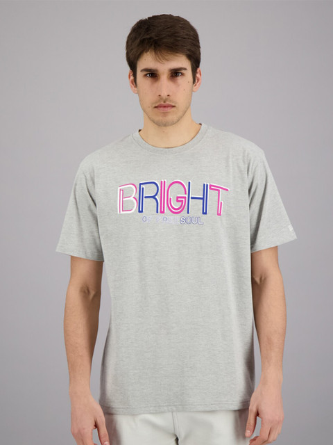 

FREESOUL Men Grey Melange Typography Printed T-shirt